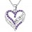 Collier coeur i love you MOM maman serti d'oxyde de zirconium argenté Couleur Violet