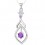 Collier fleur goutte oxyde de zirconium argenté Couleur Violet