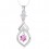 Collier fleur goutte oxyde de zirconium argenté Couleur Rose