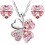 Parure bijoux collier trèfle et boucles d'oreilles coeur argentée Couleur Rose