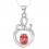 Collier coeur petit noeud oxyde de zirconium argenté Couleur Rouge