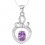 Collier coeur petit noeud oxyde de zirconium argenté Couleur Violet