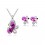 Parure bijoux papillon goutte ovale argentée Couleur Rose Fushia