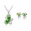 Parure bijoux papillon goutte ovale argentée Couleur Vert