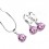 Parure bijoux collier pendentif oxyde de zirconium rond argentée Couleur Rose