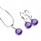 Parure bijoux collier pendentif oxyde de zirconium rond argentée Couleur Violet