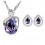 Parure bijoux goutte sertie de strass argentée Couleur Violet