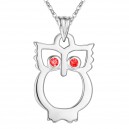 Collier hibou yeux rouge oxyde de zirconium argenté