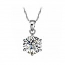 Collier oxyde de zirconium solitaire argenté