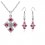 Parure bijoux croix carré losange argentée Couleur Rose