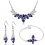 Parure bijoux goutte ovale papillon collier boucles d'oreilles bracelet argentée Couleur Violet