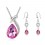 Parure bijoux goutte collier boucles d'oreilles argentée Couleur Rose