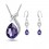 Parure bijoux goutte collier boucles d'oreilles argentée Couleur Violet