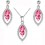 Parure bijoux goutte ovale argentée Couleur Rose