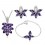 Parure bijoux feuille collier boucles d'oreilles bracelet papillon argentée Couleur Violet
