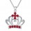 Collier couronne croix oxyde de zirconium argenté Couleur Rouge