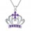 Collier couronne croix oxyde de zirconium argenté Couleur Violet