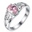 Bague oxyde de zirconium rose et papillons argenté Taille 54