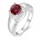 Bague argentée oxyde de zirconium rouge Taille 56