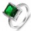 Bague argentée rectangle oxyde de zirconium vert Taille 51