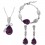 Parure bijoux goutte collier boucles d'oreilles bracelet argentée Couleur Violet