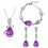 Parure bijoux goutte collier boucles d'oreilles bracelet argentée Couleur Mauve