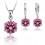 Parure bijoux pendentif oxyde de zirconium solitaire argenté Couleur Rose