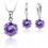 Parure bijoux pendentif oxyde de zirconium solitaire argenté Couleur Violet