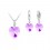 Parure bijoux pendentifs coeurs oxyde de zirconium argenté Couleur Mauve