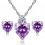 Parure bijoux amour coeurs oxyde de zirconium argenté Couleur Violet