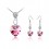 Parure bijoux coeur boucles d'oreilles crochet pendant argentée Couleur Rose