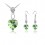 Parure bijoux coeur boucles d'oreilles crochet pendant argentée Couleur Vert