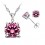 Parure bijoux boucles d'oreilles puce oxyde de zirconium argenté Couleur Rose