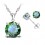 Parure bijoux boucles d'oreilles puce oxyde de zirconium argenté Couleur Vert