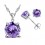 Parure bijoux boucles d'oreilles puce oxyde de zirconium argenté Couleur Violet