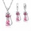 Parure bijoux chat boucles d'oreilles anneaux oxyde de zirconium argenté Couleur Rose