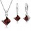 Parure bijoux carré boucles d'oreilles anneaux oxyde de zirconium argenté Couleur Rouge