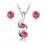 Parure bijoux spirale infini de strass argentée Couleur Rose