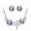 Parure bijoux papillon strass argentée Couleur Mauve