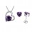 Parure bijoux 2 coeurs oxyde de zirconium argentée Couleur Violet