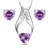 Parure bijoux coeur aile d'ange oxyde de zirconium argentée Couleur Violet