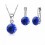 Parure bijoux oxyde de zirconium boucles d'oreilles dormeuse argentée Couleur Bleu roi