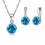 Parure bijoux oxyde de zirconium boucles d'oreilles dormeuse argentée Couleur Bleu turquoise