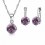 Parure bijoux oxyde de zirconium boucles d'oreilles dormeuse argentée Couleur Violet