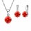 Parure bijoux oxyde de zirconium boucles d'oreilles dormeuse argentée Couleur Rouge