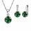 Parure bijoux oxyde de zirconium boucles d'oreilles dormeuse argentée Couleur Vert