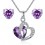 Parure bijoux coeur sertie d'oxyde de zirconium argentée Couleur Violet