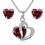 Parure bijoux coeur sertie d'oxyde de zirconium argentée Couleur Rouge