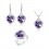 Parure bijoux coeur de l'océan boucles d'oreilles collier bague réglable argentée Couleur Violet