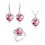 Parure bijoux coeur de l'océan boucles d'oreilles collier bague réglable argentée Couleur Rose